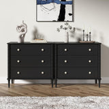 ZOSQUARE 3 Drawer Dresser, 32 inch Wide Dresser for Bedroom, Modern Wood Chest of Drawers, Turned Legs Nightstand with 3 Drawers for Dorms, Hallway, Entryway (Black) ZOSQUARE