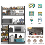 Chnnmbrn Kitchen Bakers Rack with Baskets and Power Outlet,5-Tier Kitchen Utility Storage Shelf with Hooks, Microwave Oven Stand Rack,Vintage Grey Free Standing Kitchen Shelf Chnnmbrn