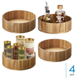 iDesign 10-Inch Round Acacia Wood Lazy Susan Organizer for Kitchen - Set of 4 - Natural InterDesign