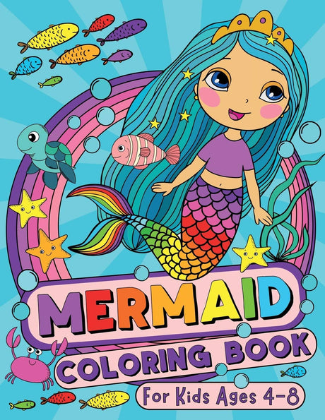 Mermaid Coloring Book: For Kids Ages 4-8 (US Edition) (Silly Bear Coloring Books) WoodArtSupply