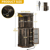 DWVO 53" Corner Bar Cabinet with Glass Door & LED Lights, Farmhouse Wine Cabinet with Glass Holder, 4-Tiers Liquor Cabinet Bar for Home Kitchen, Dining Room, Living Room, Dark Rustic Oak DWVO