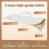 Huuger 63 Inch TV Stand for 65, 70 Inch TV, 11 Drawer Long Dresser with Power Outlets and LED Lights, Entertainment Center with Storage, White Dresser with PU Leather Surface Huuger