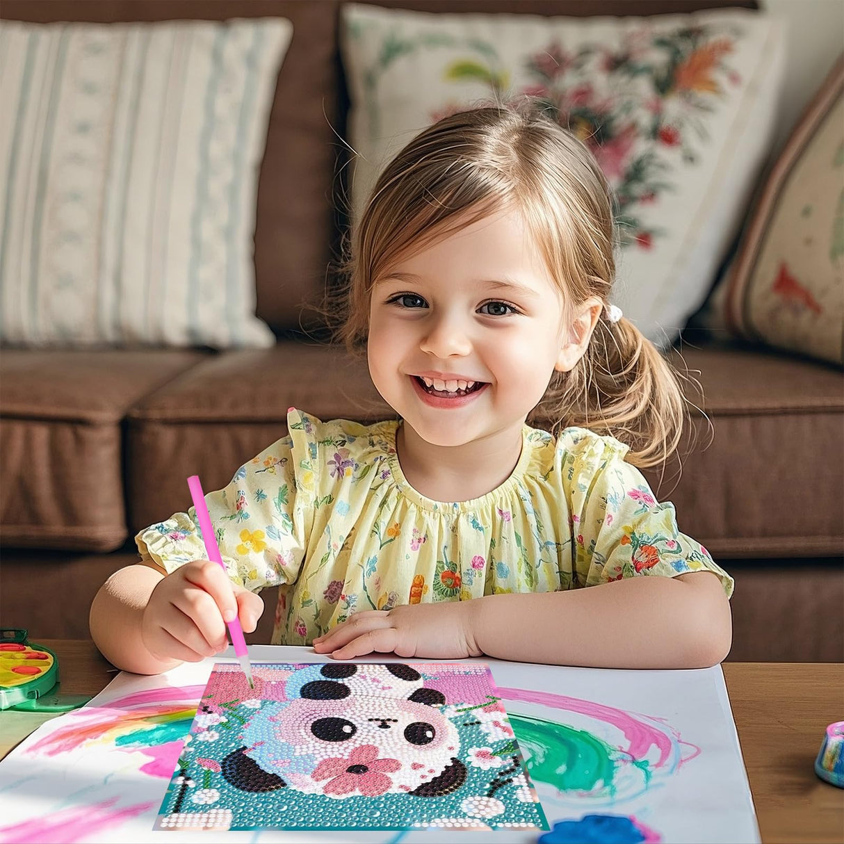 PERFECTSIGHT Cute 5D Diamond Art Kits, Kawaii DIY Painting Art for Adults Teen, 4 Pack Diamond Arts and Crafts Sets, Big Gem Full Drill Diamond Dots for Women (Panda+Kitty+Alpaca+Fox) PERFECTSIGHT