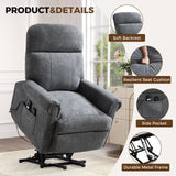 HAOMARKETS Power Lift Recliner Chair with Massage and Heat for Elderly, Electric Recliners with Remote Control,Soft Fabric Upholstered Reclining SingeSofa with Side Pocket for Living Room, Grey HAOMARKETS