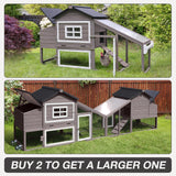 MEDEHOO Chicken Coop Expandable Chicken House for Outdoor with Wheels Nesting Box, Leakproof Pull-on Tray, and UV-Resistant Roof Panel - Brown MEDEHOO