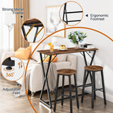 HOOBRO 39.4 Inch Bar Table, Counter Height Rectangular Bar Table, Pub Dining Table, Metal Frame with Footrest and 2 Hooks, for Narrow Space, Bistro and Living Room, Rustic Brown and Black BF67BT01 HOOBRO