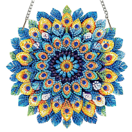 Auremi Mandala Diamond Art Painting DIY Hanging Diamond Art Pendant Painting Kit Mandala Special Shape Crystal Garden Wall Hanging Signs Kit Hanging Decorations Box Set Auremi