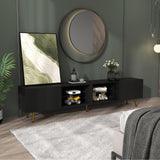 Bonzy Home 86" TV Stand, Modern Entertainment Center for 75" TV, Television Console Table with Storage Cabinets for Living Room, Black Bonzy Home