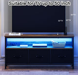 J-yaamiZz 39" TV Stand for TVs up to 50", Media Console with Charging Station & LED Lights, 2 Drawer Storage Chest, Gaming Entertainment Center with Storage for Living Room, Brown, Medium J-yaamiZz