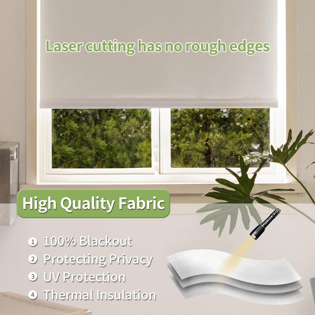 Pesalco 100% Blackout Cordless Roller Shades for Indoor Windows with Valance, Thermal Insulation & UV Protection, White 29" W x 72" H Pesalco