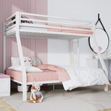 SHA CERLIN Twin Over Full Metal Bunk Bed with Removable Stairs and Under-Bed Storage in Matte White SHA CERLIN