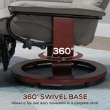 HOMCOM Swivel Recliner Chair, PU Leather Adjustable Lounge Chair with Footrest, Armrest, Wooden Base, Plush Recliner for Living Room, Gray HOMCOM