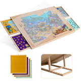 Becko US 1500-Pc Tilting Jigsaw Puzzle Board with 4 Colorful Drawers & Cover, Adjustable Puzzle Table with Built-in Easel/Stand, Portable Tables with Storage for Adults, with Premium Flannel Tabletop Becko US