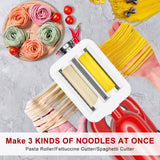 AIKAMI Metal Pasta Maker Attachment for Kitchenaid Stand Mixers 3 in 1 Set Includes Pasta Roller Spaghetti Cutter & Fettuccine Cutter and Cleaning Brush, Pasta Attachment AIKAMI