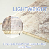 IOHOUZE Abstract Runner Rug 2x6 Ft Washable Runners for Hallways, Non Slip Kitchen Runner Printed Faux Wool Entryway Runner Indoor, Modern Abstract Floor Carpet for Hall Kitchen Bedroom, Beige Brown IOHOUZE