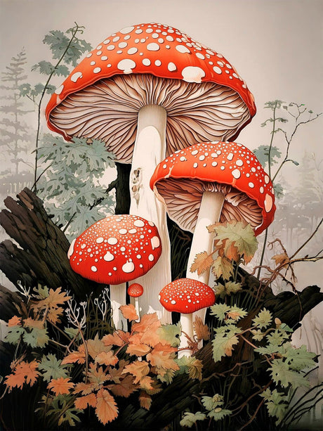 Ekuxom Mushroom Diamond Painting Kits for Adults, 5D Mushroom Diamond Art Kit, DIY Full Drill Gem Painting Kit for Home Wall Decor Gifts 12x16 Inch, B11065 Ekuxom