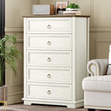 REDAYFUR Chest of Drawers, Double Anti-tip, 5 Drawers Dresser, Dresser Organizer for Bedroom, Living Room, Hallway, White REDAYFUR