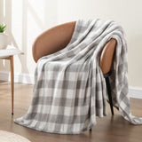BEDELITE Fleece Throw Blanket for Couch Sofa Bed, Buffalo Plaid Decor Grey and White Checkered Blanket, Cozy Fuzzy Soft Lightweight Warm Blankets for All Seasons BEDELITE