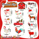 24 Pcs Wooden Farm Animal Christmas Ornaments Wooden Christmas Farmhouse Rustic Ornaments Hanging Red Truck Christmas Tree Decorations Cow Pig Rustic Christmas Decor Ornaments for Xmas Trees Crafts Gerrii