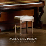 VONLUCE Ottoman Stool, 18.5 in High, Beige, with Padded Seat, Wood Frame, Button Tufted, for Dining, Living Room, Bedroom, Piano, Dressing, Vanity, Foot Rest VONLUCE