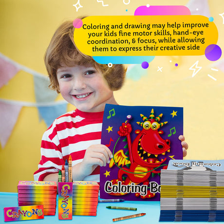 Bulk Coloring Books For Kids (72 Pack) Mini Coloring Books & Crayons, Party Favors, Fun Activity, Giveaways, Mini Travel Books | Assorted Designs Bottles N Bags