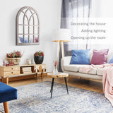 HOMCOM 41" x 31.5" Large Rustic Wall Mirror, Arch Window Mirror for Wall Decor in Living Room, Bedroom, Entryway, Natural HOMCOM