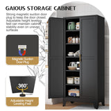 GAIOUS 75.2" Tall Storage Cabinet, Pantry Storage Cabinet with 2 Door and 5 Adjustable Shelves, Black Kitchen Food Storage Cabinet, Metal Utility Cabinet for Kitchen, Dinning Room, Laundry Room GAIOUS