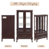 CKEASEAN Lighted Curio Cabinet, 52" H Glass Display Cabinet with Adjustable Shelves, China Cabinet with Tempered Glass Doors for Living Room, Light Blub Included (Dark Cherry) CKEASEAN