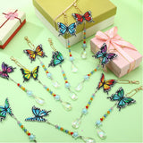 Kigley 12 Pcs Butterfly Diamond Art Wind Chimes Kit Diamond Painting Suncatcher Keychains Double Sided 3D DIY Window Hanging Ornaments Kigley