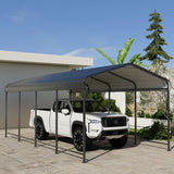 SUNBURY Carport 10 x 20 ft Heavy Duty Metal Carport Canopy with Galvanized Steel Roof, Outdoor Garage Car Shelter Shade for Car, Truck and Boats, Grey SUNBURY