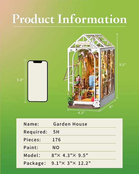 Rolife DIY Book Nook Kits for Adults-Garden House Bookshelf Insert Booknook-3d Puzzle Dollhouse Room Decor for Teen Girls Boys Women Men Rolife