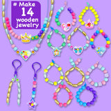 EZCRA Kids Bracelet Making Kit – Make 14 Jewelry Kit for Girls Age 5 - Beads for Kids - Friendship Bracelet Craft Set - Easy DIY Bracelet Kit, Gift for Girls 4-6 EZCRA