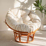 HIGOGOGO Papasan Chair Cushion with Corduroy Cover (Without Chair), 48 x 48 Inch Supportive Cushion, Overstuffed Chair Cushion,Beige HIGOGOGO