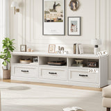 IDEALHOUSE 70in TV Stand for TVs up to 80", Mid Century Modern Entertainment Center with Storage Drawer and Open Shelves, TV Console Media Cabinet for Living Room, Bedroom, Antique White IDEALHOUSE