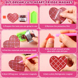Motipuns 30 Pcs Valentine's Day Heart Diamond Painting Magnets Kits Valentines Diamond Art Fridge Magnet Refrigerator Sticker for Beginners Adults DIY Art Craft Gifts Home Decors Motipuns