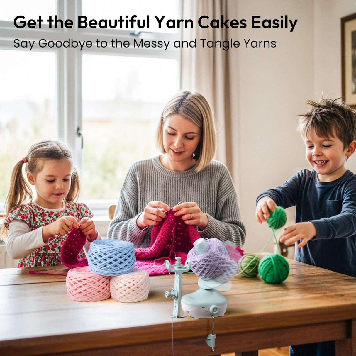 Etcokei Cordless Yarn Winder, Rechargeable Electric Yarn Ball Winder with 2200mAh Battery, Compact Yarn Cake Winder for Crocheting, Smart Automatic Yarn Spinner, Ideal Helper for Craft Lovers(Mint) Etcokei