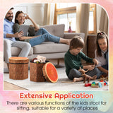 Amylove 3 Pack Tree Stump Storage Stool 12 x 12 Inch Stool Ottoman, Cute Folding Storage Toy Box with Foam Cushion, Collapsible Seat Chest (Classic) Amylove