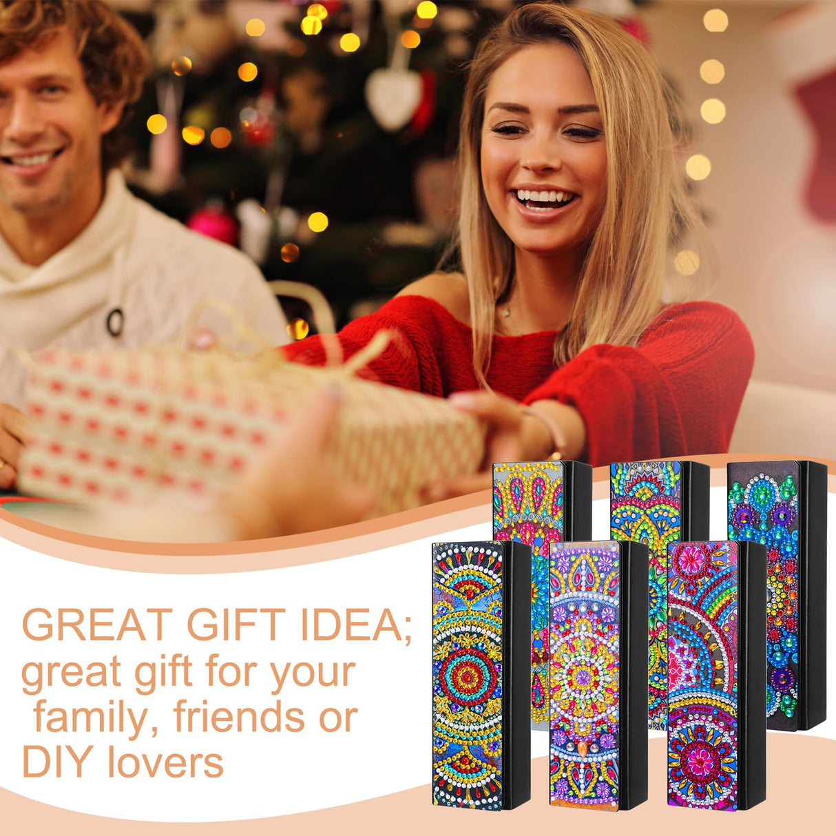 Copkim 6 Packs 5D Diamond Painting Sunglass Case, DIY Sunglasses Storage Box Kit with Diamond Painting, Mandal Alloyseed Leather DIY Handmade Diamond Art Glasses Case for Art Craft Gift Travel Copkim