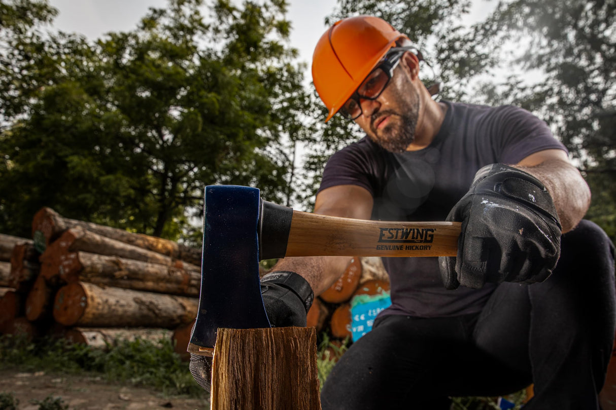ESTWING 4 Pound 36 Inch Full Sized Hand Sharpened Axe with Curved Wooden American Hickory Handle for Cutting and Splitting, Green Estwing