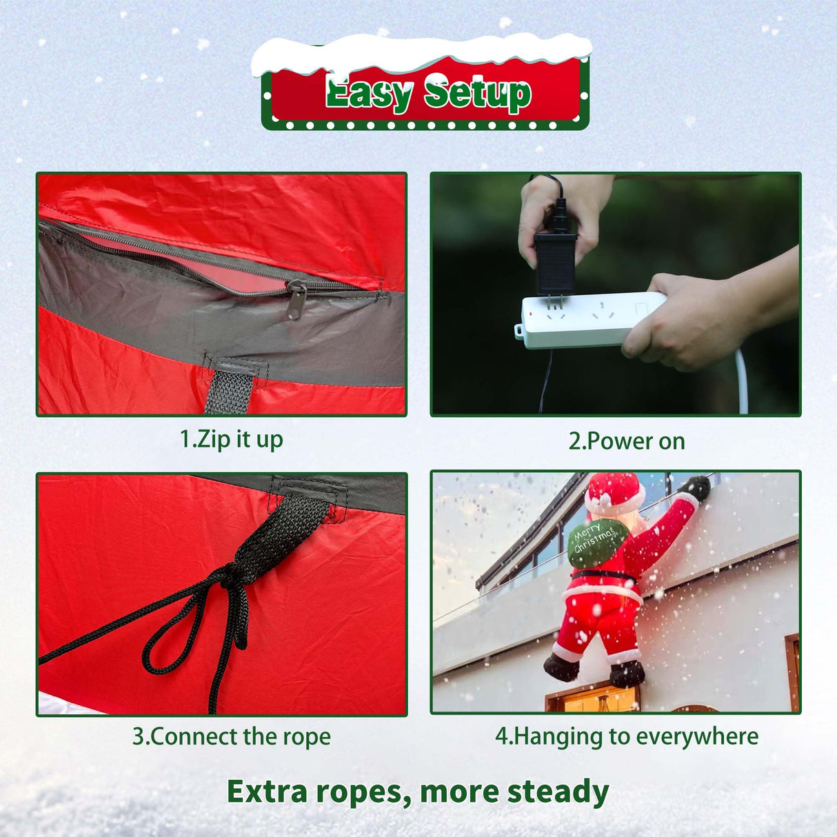 TwoBees 6FT Christmas Inflatables Outdoor Decorations Joy Hanging Santa Claus Gift Bag, Very Bright LED Lights Blow Up Giant Christmas Decor for Indoor Yard Outside Fall Vacation Holiday Party Lawn TwoBees