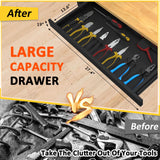 Kieperi 60” Rubberwood Work Bench with Drawers, Heavy Duty Adjustable Workbench with Power Outlet and Wheels, 2000 Lbs Capacity Workstation for Garage Kieperi