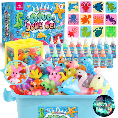 wookidel Magic Water Elf Toy Kit, Aqua Fairy Water Gel Kit with 20PCS Magic Gels and Animal Molds, Gift for Christmas, Easter, Birthday,Creative Art Craft Kits for Girls Boys 6 7 8 9 10 Year Old wookidel