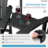 FRUITEAM Tall-Adirondack-Chairs-Set of 2, Outdoor Modern Bar-Height Adirondack Chairs, Double Raised Adirondack Patio Chairs with Removable Connecting Tray, for Pool, Yard, Lawn FRUITEAM