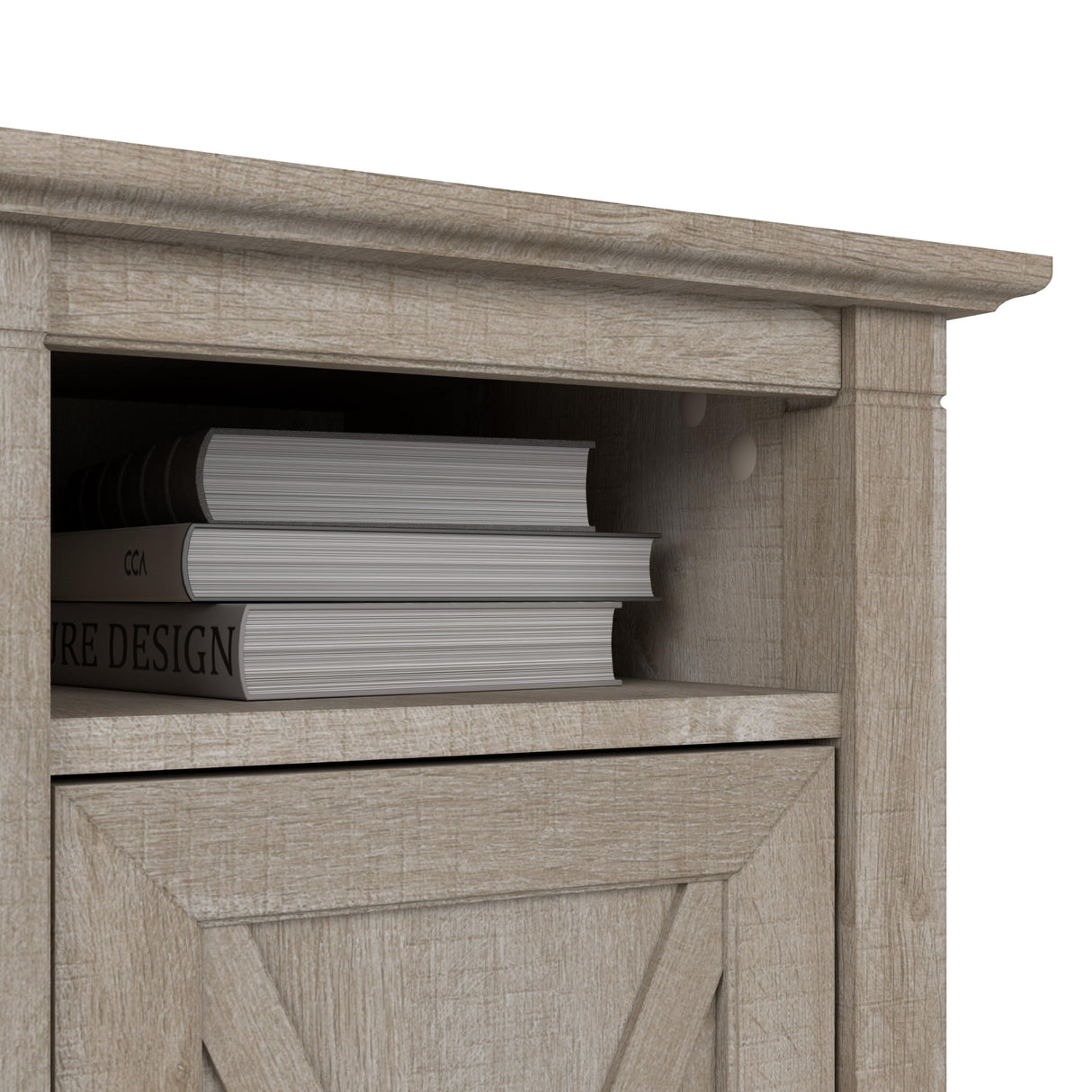 Bush Furniture Key West Nightstand with Door, Washed Gray Bush Business Furniture