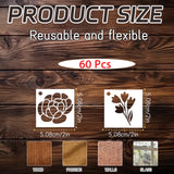 Sitsink Flower Stencils for Crafts - 60 Pcs Reusable Cute Floral Wall Stencil Templates for Painting on Walls, Wood, Rock, DIY Art Projects, Window Glass, Card Sitsink