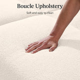 Best Choice Products 77" Mid Century Modern Boucle Loveseat Sofa, Couch, Convertible Sofa Sleeper Bed w/Real Wood, Removable Armrest - Ivory Best Choice Products