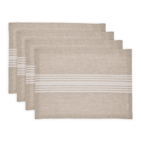 Solino Home Linen Farmhouse Placemats Set of 4-100% Pure Linen White and Natural Placemats 14 x 19 Inch for Fall, Autumn, Thanksgiving, Christmas, Holiday, Winter Solino Home