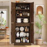 Unikito 71" Farmhouse Kitchen Pantry Storage Cabinet with Barn Doors, Adjustable Shelves & Drawer Organizer, Versatile Tall Storage Cupboard for Dining Room, Bathroom, Utility Room, Weathered Brown Unikito