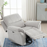 INZOY Glider Recliner Nursery Chair, Power Recliner Swivel Glider, Fabric Electric Swivel Recliner Rocker with Overstuffed Backrest, Power Recliner Chair Reclining Sofa for Living Room, Light Grey INZOY
