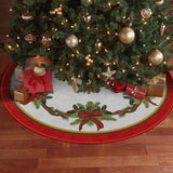 AVOIN colorlife Christmas Tree Skirt 48 Inch, Christmas Ribbon Holly Winter Holiday Tree Mat Decoration AVOIN colorlife